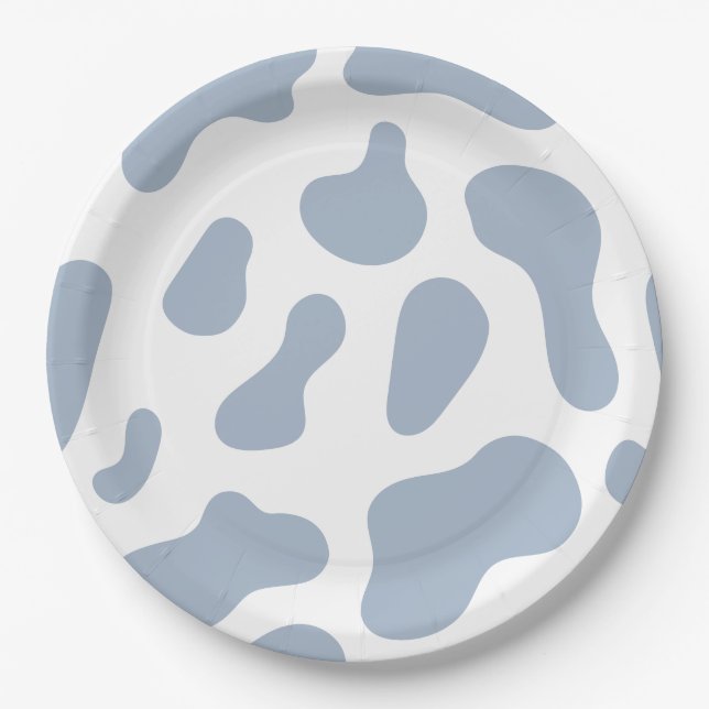 Blue Cow Print Little Cowboy Baby Shower Pappteller (Vorderseite)