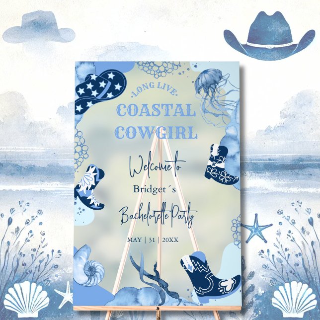 Blue Cowgirl Bachelorette Empfang Party Acrylschild (Von Creator hochgeladen)