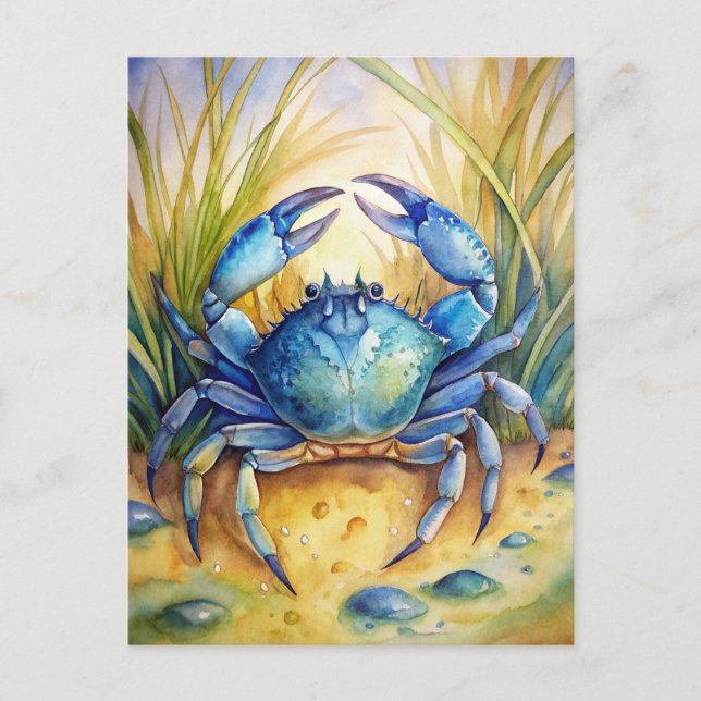 Blue Crab am Strand Postkarte (Vorderseite)