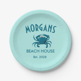 Blue Crab Beach House Personalisiert Paper Teller