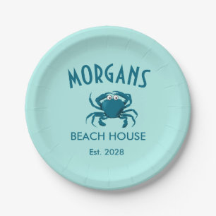Blue Crab Beach House Personalisiert Paper Teller