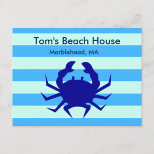 Blue Crab Beach House Personalisiert Post Card Postkarte