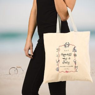 Blue Crab Doodles Hochzeit in Urlaubsort Willkomme Tragetasche