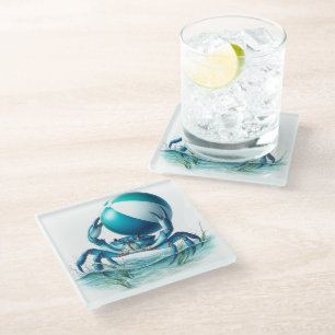 Blue Crab Glass Untersetzer