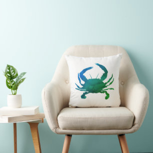 Blue Crab Malerei Silhouette Beach Kissen