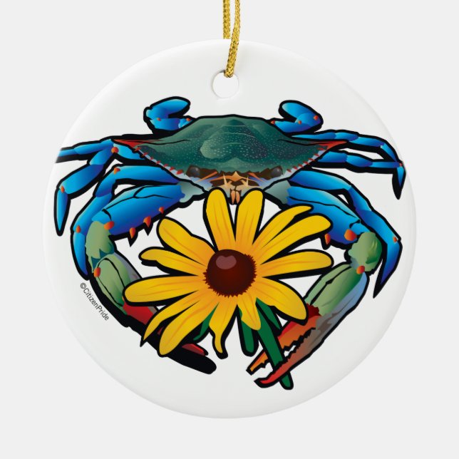 Blue Crab Maryland Black-Mit Augen Susan Keramik Ornament (Vorne)