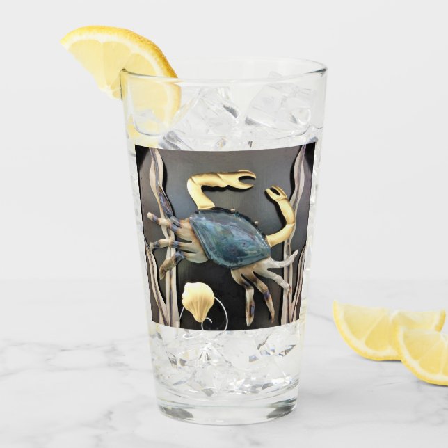 Blue Crab Metal Art Glas (Vorderseite Ice)