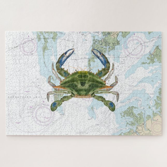 Blue Crab mit Chesapeake Bay Nautical Chart (Horizontal)