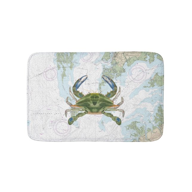 Blue Crab mit Chesapeake Bay Nautical Chart Badematte (Vorderseite)