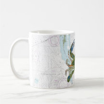Blue Crab mit Chesapeake Bay Nautical Chart