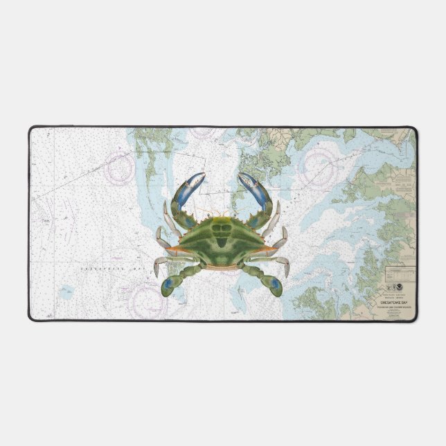 Blue Crab mit Chesapeake Bay Nautical Chart Schreibtischunterlage (Vorderseite)