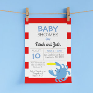 Blue Crab Nautical Baby Dusche Einladung