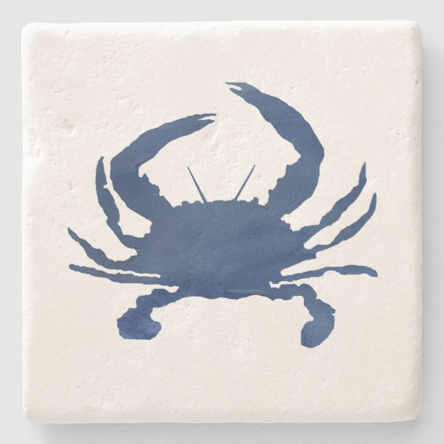 Blue Crab Nautical Sailboat Marble Stone Untersetz Steinuntersetzer (Vorderseite)