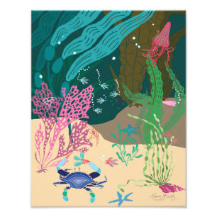 Blue Crab Ocean Garden Foto Print 11"x14"