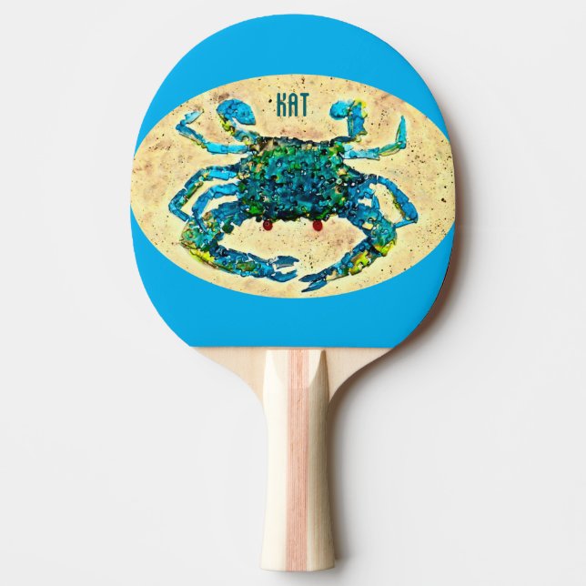 Blue Crab Ping Pong Paddle Tischtennis Schläger (Vorderseite)