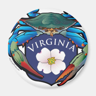 Blue Crab Virginia Dogwood Blossom Wappen Magnet