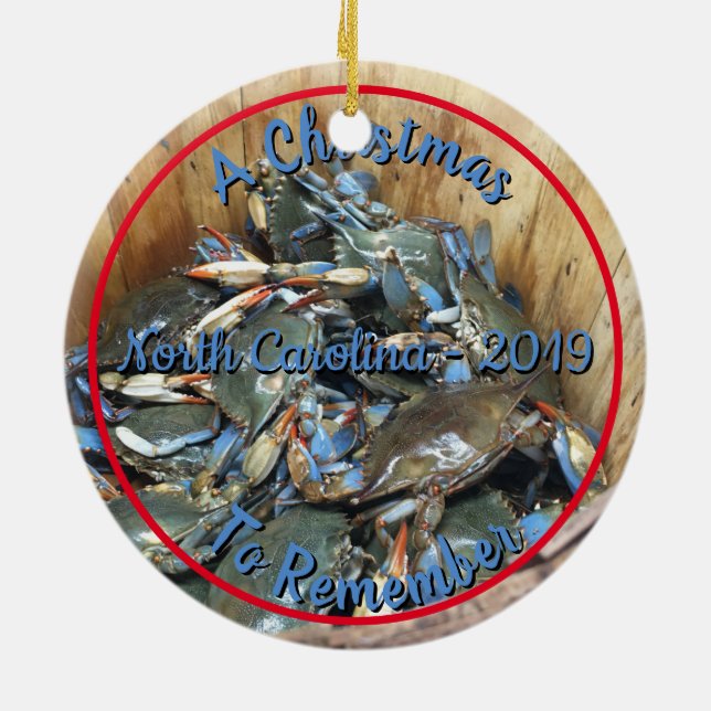 Blue Crabs - Weihnachten in North Carolina Keramik Ornament (Hinten)