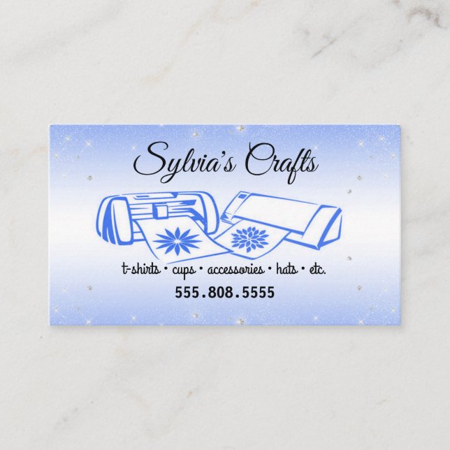 Blue Crafting Vinyl Business Card Visitenkarte (Vorderseite)