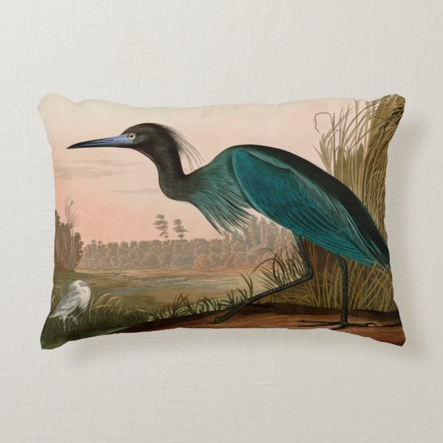 Blue Crane oder Heron Birds of America Audubon Pri Dekokissen (Vorderseite)