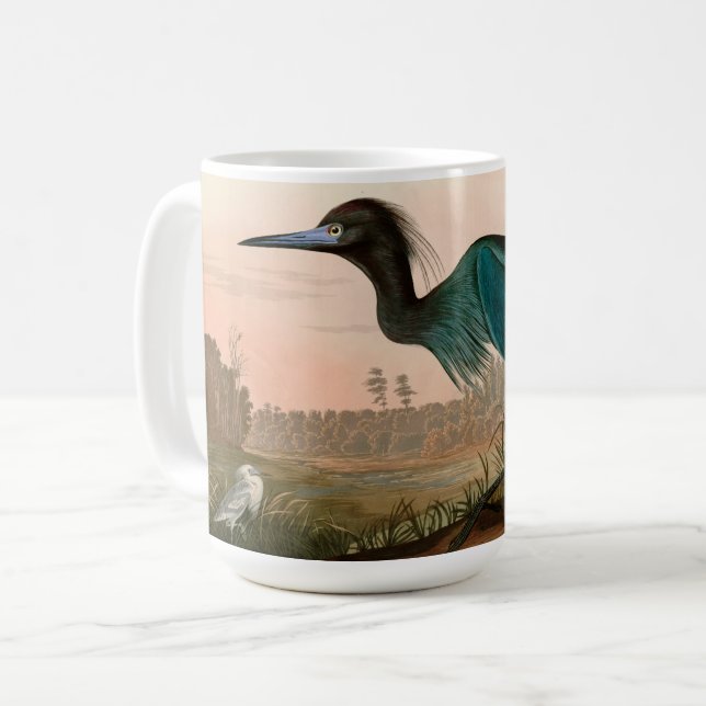 Blue Crane oder Heron Birds of America Audubon Pri Kaffeetasse (Vorderseite Links)