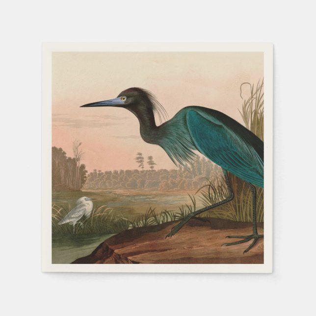 Blue Crane oder Heron Birds of America Audubon Pri Serviette (Vorderseite)