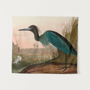 Blue Crane oder Heron Birds of America Audubon Pri Wandteppich