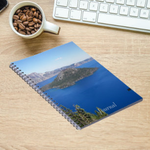 Blue Crater Lake Landscape Foto Notizblock