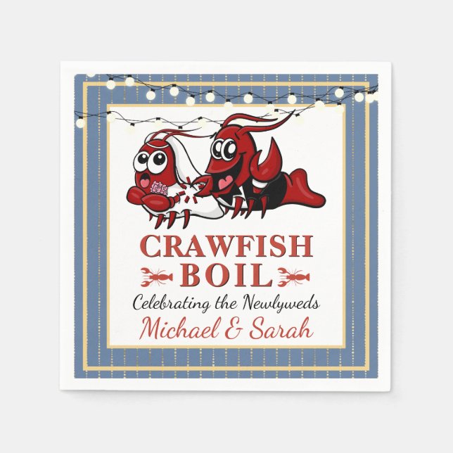 Blue Crawfish Boil Neu oder Engagement Party Serviette (Vorderseite)