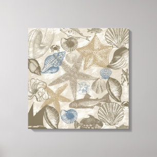 Blue Cream Beach Muscheln Ocean Fish Leinwanddruck