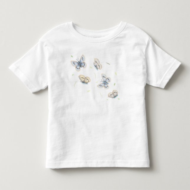 Blue & Cream Butterfly Kleinkind T-shirt (Vorderseite)