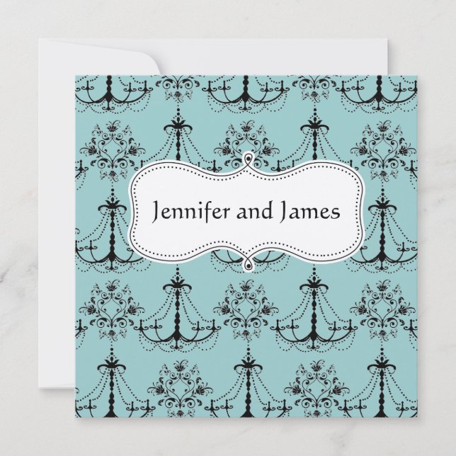 Blue Cream Chandelier Save the Date (Vorderseite)