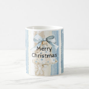 Blue Cream Christmas Streifen Snowflakes Kaffeetasse