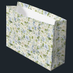 Blue Cream Floral Wedding Große Geschenktüte<br><div class="desc">Blue Cream Floral Bridal Shower Wedding</div>