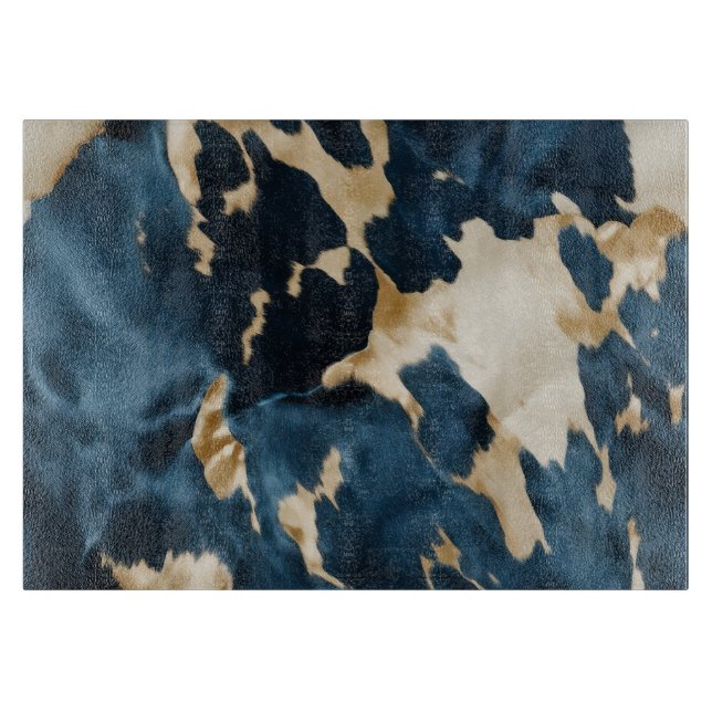 Blue Cream Gold Cowboy Cowgirl Cowhide Schneidebrett (Vorderseite)