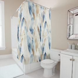 Blue Cream Ivory Abstrakt Beach Duschvorhang