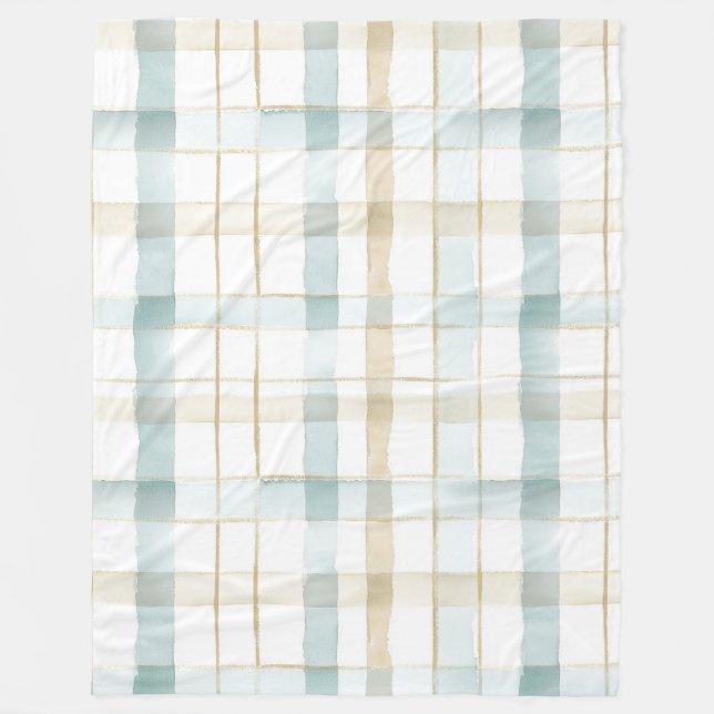 Blue Cream White Plaid Fleecedecke (Vorderseite)