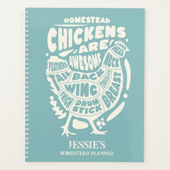Blue Creme Hühnchen Art Personalisiertes Haus Planer (Vorderseite)