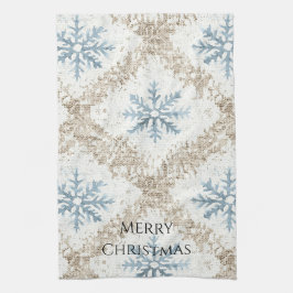 Blue Creme Weihnachten Schneeflocken Geschirrtuch
