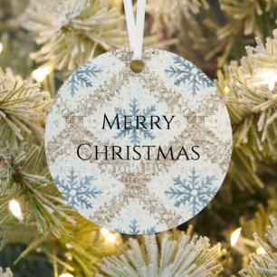 Blue Creme Weihnachten Schneeflocken Ornament Aus Metall