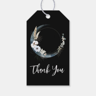 Blue Crescent Moon mit weißen Blume Danke Geschenkanhänger