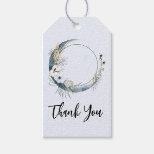 Blue Crescent Moon mit weißen Blume Danke Geschenkanhänger