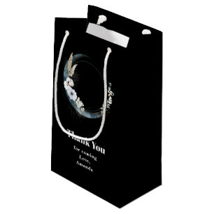 Blue Crescent Moon mit weißen Blume Danke Kleine Geschenktüte