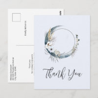 Blue Crescent Moon mit weißen Blume Danke