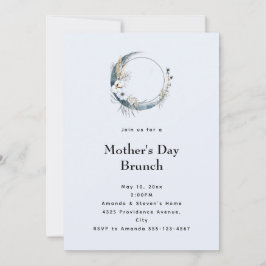 Blue Crescent Moon Mother's Day Brunch Einladung