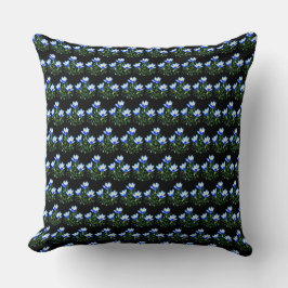 Blue Crocus Blume Black Tiled Throw Kissen