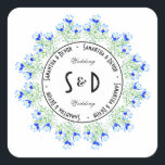 Blue Crocus Round Sticker<br><div class="desc">Stickers with beautiful blue crocus flower images. The background,  images and text can be personalized.  Original artwork by W.B.</div>
