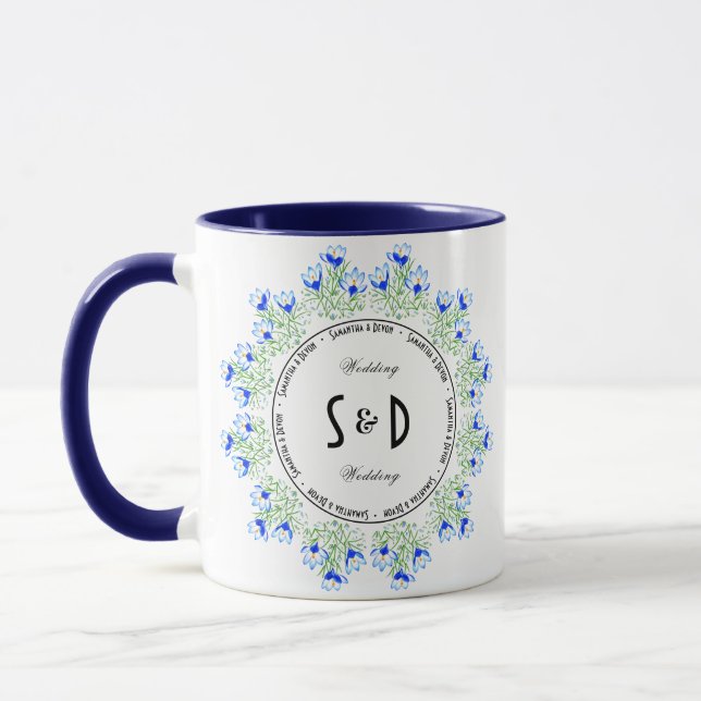 Blue Crocus Wedding Combo Tasse (Links)
