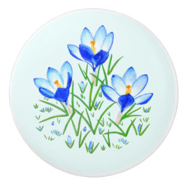Blue Crocuses Keramik Pull Keramikknauf
