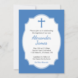 Blue Cross Baby Baptisse Christening Einladung