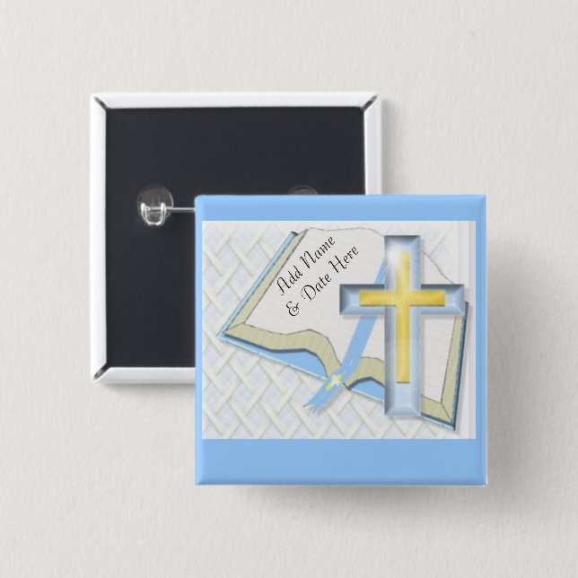 Blue Cross Christlich Religious Backpack oder Hut  Button (Vorne & Hinten)